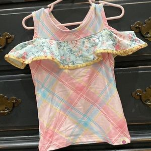 New Cheeky Plum 5T cold shoulder shirt.